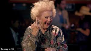 old lady giving finger